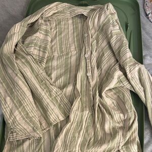 American Eagle Outfitters Green and Beige Striped Jacket